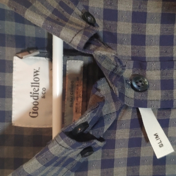 Goodfellow & Co Blue Checked Long Sleeve Button Down Shirt Size M XXL - Picture 3 of 5